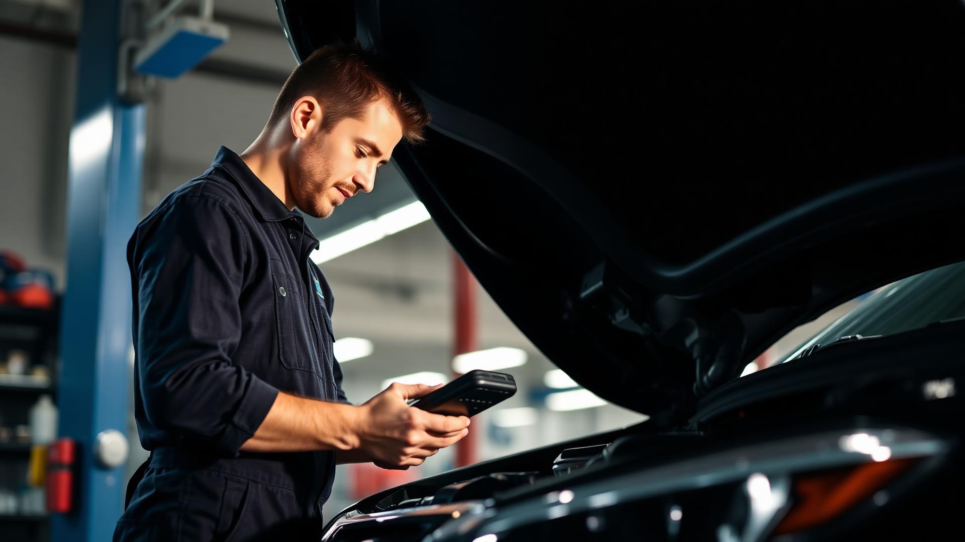 Mechanic inspecting a car engine at Drogheda Auto Clinic